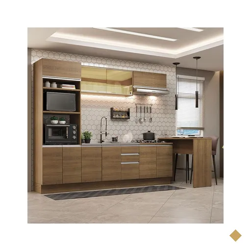 Cozinha Completa Madesa Glamy 315001 com Armário, Balcão e Bancada (Sem Tampo…