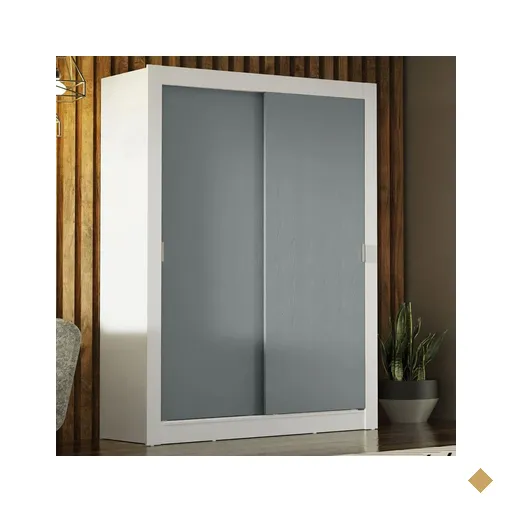 Guarda-Roupa Solteiro Madesa Denver 2 Portas de Correr - Branco/Cinza