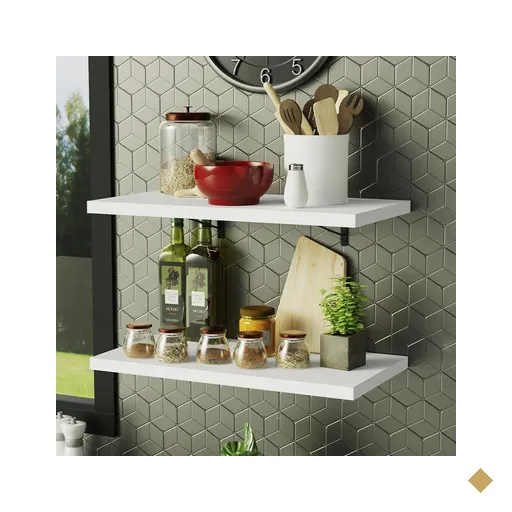 Kit 2 Prateleiras Suspensas para Cozinha Madesa 60 cm com Mão Francesa - Branco