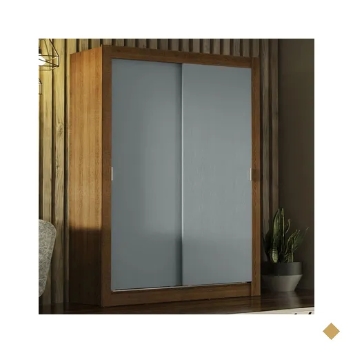 Guarda-Roupa Solteiro Madesa Denver 2 Portas de Correr - Rustic/Cinza