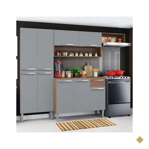 Cozinha Compacta Madesa Emilly Top com Armário e Balcão - Rustic/Cinza