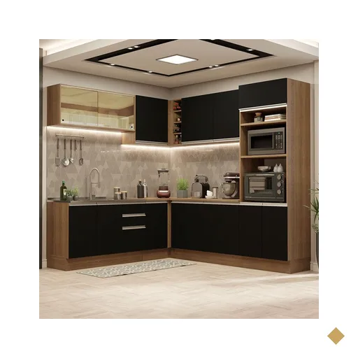 Cozinha Completa de Canto Madesa Glamy 459001 com Armário e Balcão (Sem Tampo…