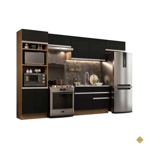 Cozinha Completa Madesa Glamy 350001 com Armário e Balcão (Sem Tampo e Pia) -…