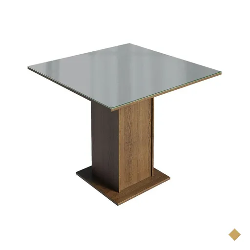 Mesa de Jantar Quadrada Tampo de Vidro Madesa 5363 - Rustic/Cinza
