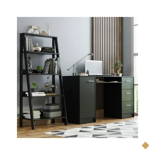Escrivaninha Madesa Alaska + Estante Escada - Preto