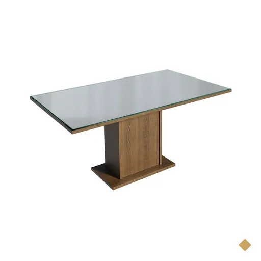 Mesa de Jantar Retangular Tampo de Vidro Madesa 5363 - Rustic/Cinza