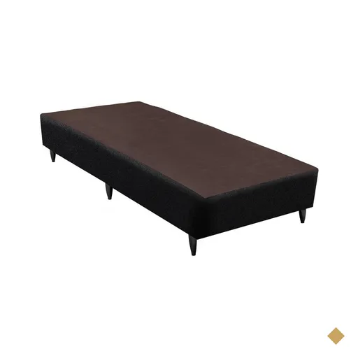 Base Sommier Linho Preto Solteiro (88x188x30) - Revestida em Linho - Ortobom