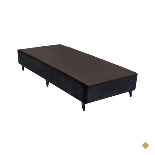Base Sommier Camurça Preto Solteiro (88x188x30) - Revestida em Camurça -…