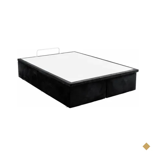 Base Baú Camurça Preto Casal (138x188x39) - Ortobom