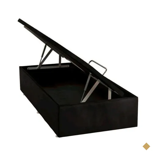 Base Baú Physical Camurça Preto Solteiro (88x188x39) - Ortobom