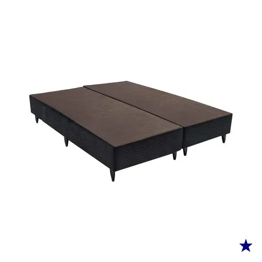 Base Sommier Camurça Preto Queen (158x198x30) - Revestida em Camurça - Ortobom