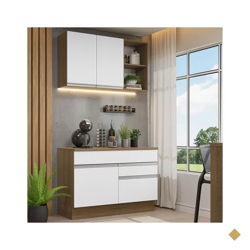 Armário de Cozinha Compacta 120cm Rustic/Branco Glamy Madesa 08