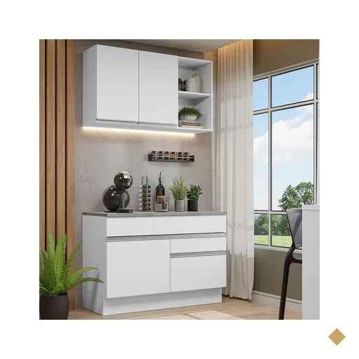 Armário de Cozinha Compacta 120cm Branco Glamy Madesa 08
