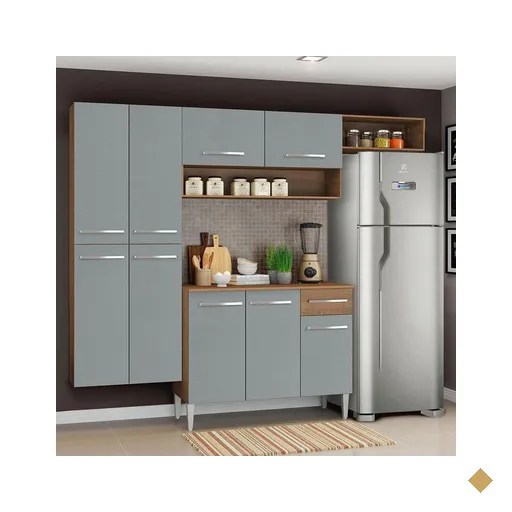 Armário de Cozinha Completa 229cm Rustic/Cinza Emilly Fit Madesa