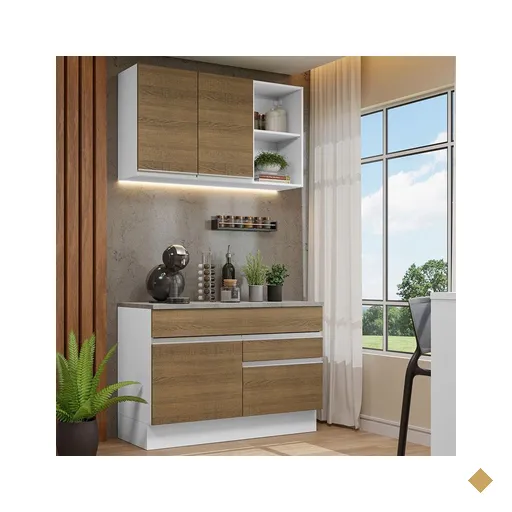 Armário de Cozinha Compacta 120cm Branco/Rustic Glamy Madesa 08