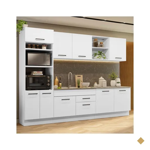 Armário de Cozinha Completa 310cm Branco Agata Madesa 02