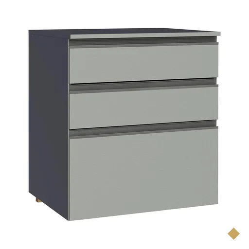 Balcão Armário de Cozinha 60 cm 3 Gavetas Suspenso Cinza Nice Madesa