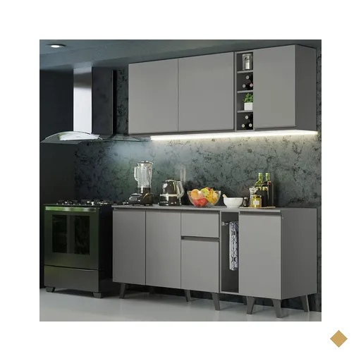 Armário de Cozinha Completa 180cm Cinza Nice Madesa 01