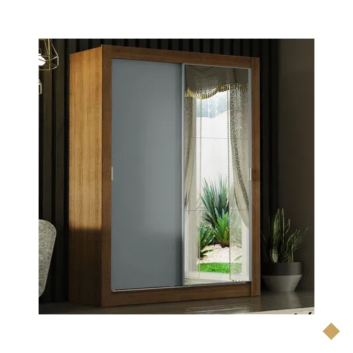 Guarda-Roupa Solteiro Madesa Denver 2 Portas de Correr com Espelho -…