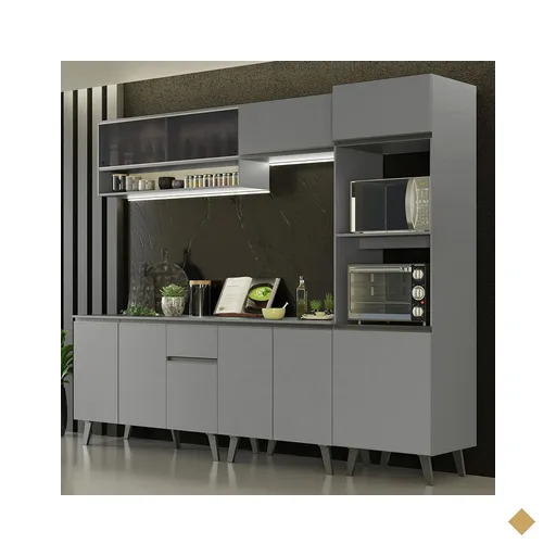 Armário de Cozinha Completa 260cm Cinza Nice Madesa 07
