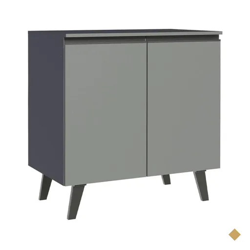 Balcão Armário de Cozinha 80 cm 2 Portas Com Pés Cinza Nice Madesa