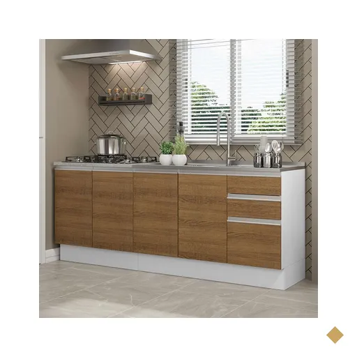 Kit com 2 Balcões de Cozinha Madesa Glamy 4 Portas 3 Gavetas (Sem Tampo e Pia)…