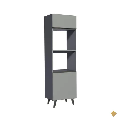 Torre Quente Armário de Cozinha 60 cm 2 Portas 2 Nichos Cinza Nice Madesa