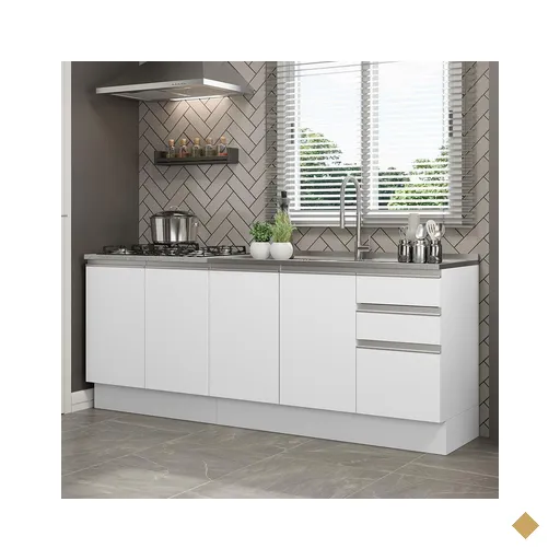 Kit com 2 Balcões de Cozinha Madesa Glamy 4 Portas 3 Gavetas (Sem Tampo e Pia)…