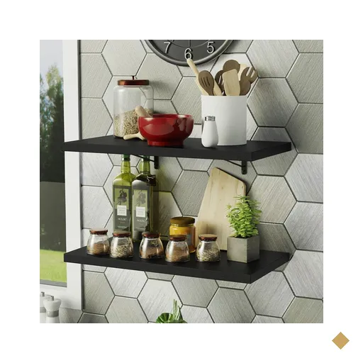 Kit 2 Prateleiras Suspensas para Cozinha Madesa 60 cm com Mão Francesa - Preto