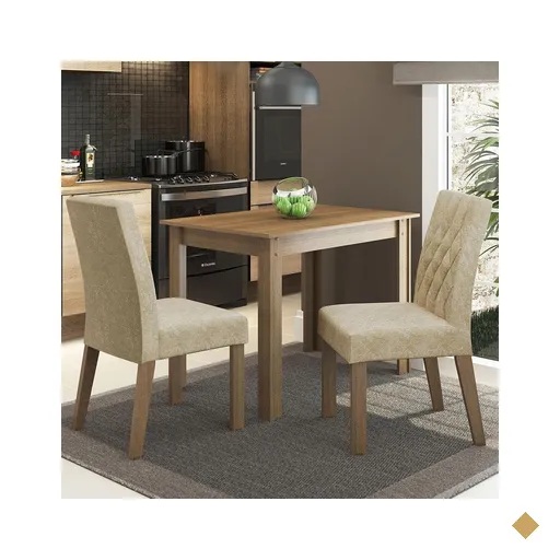 Conjunto Sala de Jantar Mesa Tampo de Madeira 2 Cadeiras Rustic/Imperial Lídia…