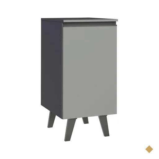 Balcão Armário de Cozinha 40 cm 1 Porta Com Pés Cinza Nice Madesa