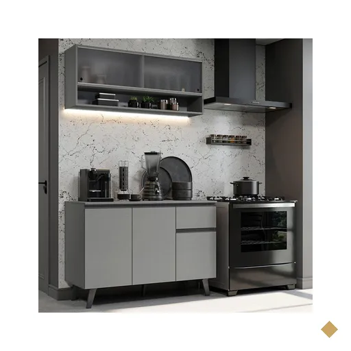Armário de Cozinha Compacta 120cm Cinza Nice Madesa 02