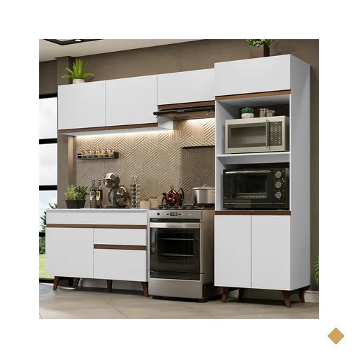 Armário de Cozinha Completa 260cm Branco Reims Madesa 09