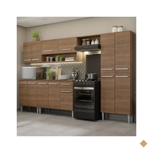 Cozinha Completa Madesa Emilly 293001 com Armário e Balcão - Rustic