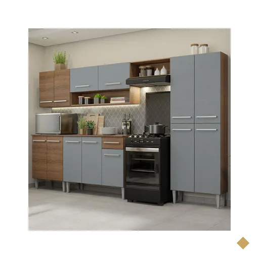 Cozinha Completa Madesa Emilly 293001 com Armário e Balcão - Rustic/Cinza