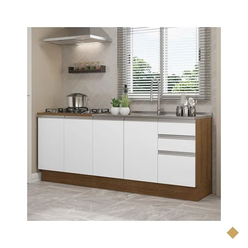 Kit com 2 Balcões de Cozinha Madesa Glamy 4 Portas 3 Gavetas (Sem Tampo e Pia)…