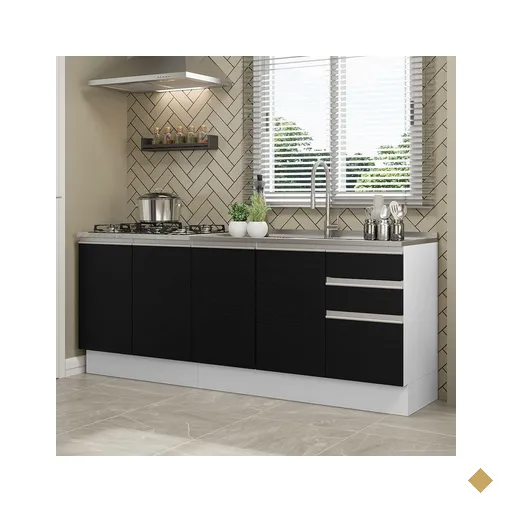 Kit com 2 Balcões de Cozinha Madesa Glamy 4 Portas 3 Gavetas (Sem Tampo e Pia)…