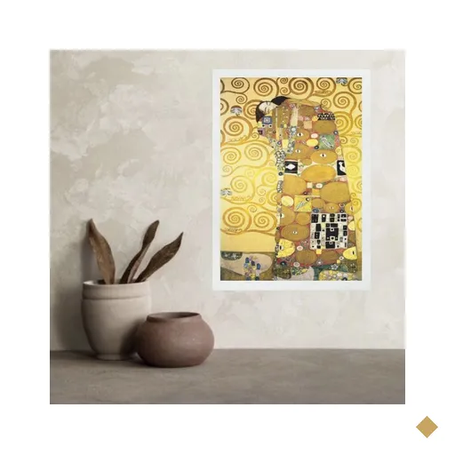 Quadro Gustavo Klimt - o Abraço 45x34cm - com Vidro:madeira Branca
