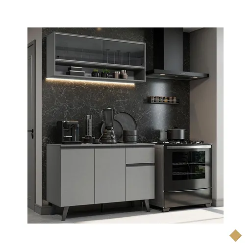 Armário de Cozinha Compacta 120cm Cinza Nice Madesa 01