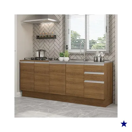 Kit com 2 Balcões de Cozinha Madesa Glamy 4 Portas 3 Gavetas (Sem Tampo e Pia)…