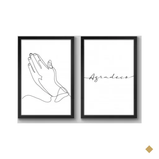 Conjunto de 2 Quadros Frase Agradeço Arts Memphis 2 Quadros 60x40cm Papel…