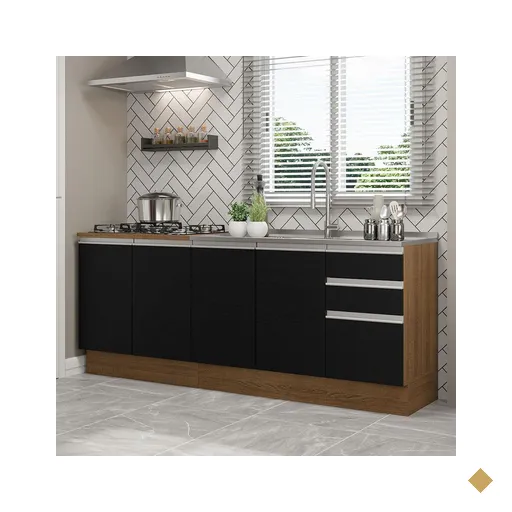 Kit com 2 Balcões de Cozinha Madesa Glamy 4 Portas 3 Gavetas (Sem Tampo e Pia)…