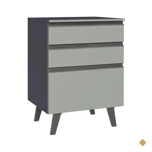 Balcão Armário de Cozinha 60 cm 3 Gavetas Com Pés Cinza Nice Madesa