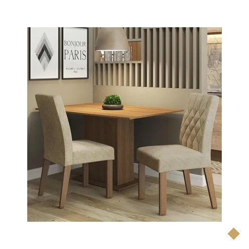 Conjunto Sala de Jantar Mesa Tampo de Madeira 2 Cadeiras Rustic/Imperial Tainá…