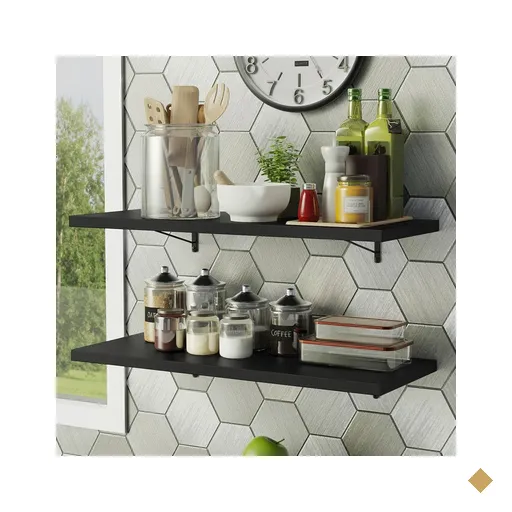 Kit 2 Prateleiras Suspensas para Cozinha Madesa 80 cm com Mão Francesa - Preto