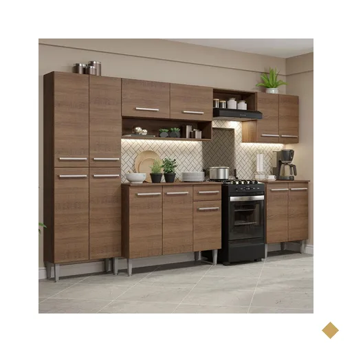 Armário de Cozinha Completa Madesa Emilly 293001 com Balcão e Paneleiro -…