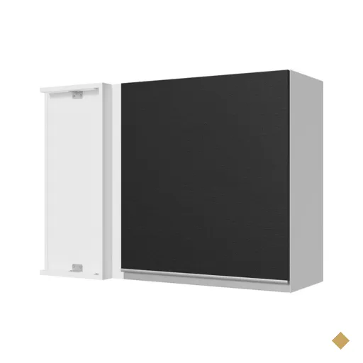 Armário de Cozinha Aéreo de Canto 100% MDF 1 Porta Branco/Preto Acordes Madesa