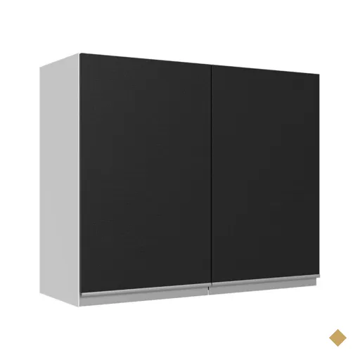 Armário de Cozinha Aéreo 100% MDF 80 cm 2 Portas Branco/Preto Acordes Madesa