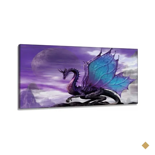 Quadro Decorativos Dragão em Tecido Canvas 130x60 m01