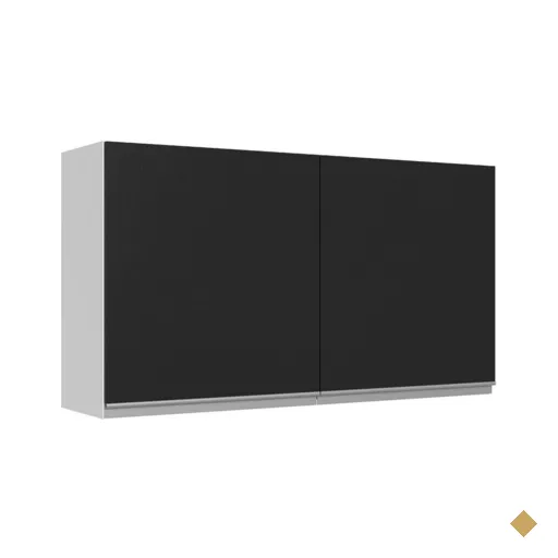 Armário de Cozinha Aéreo 100% MDF 120 cm 2 Portas Branco/Preto Acordes Madesa